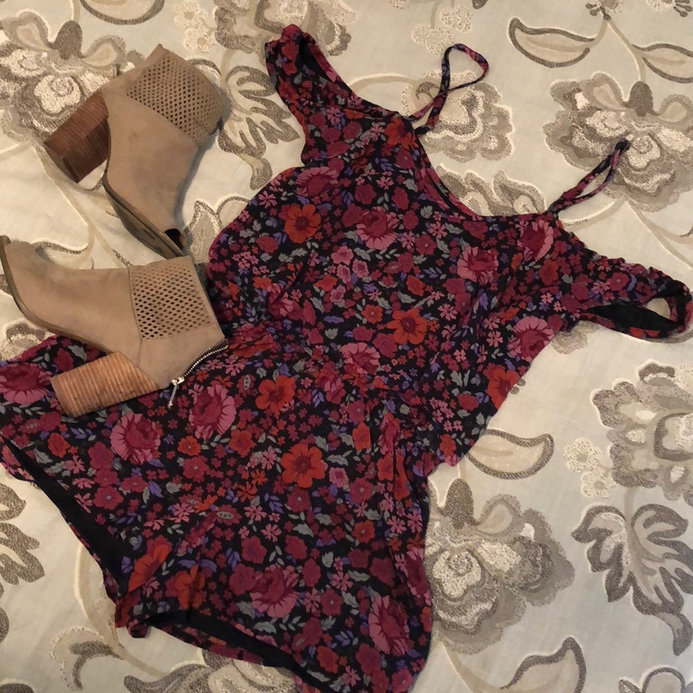 Purple floral romper